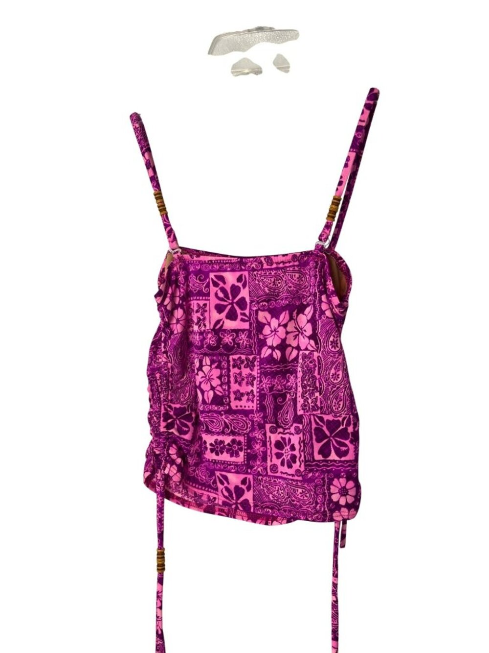 Mystic Bay Y2K Berry Poi Patch Tie Side Tank Top Small NWT Beaded Straps